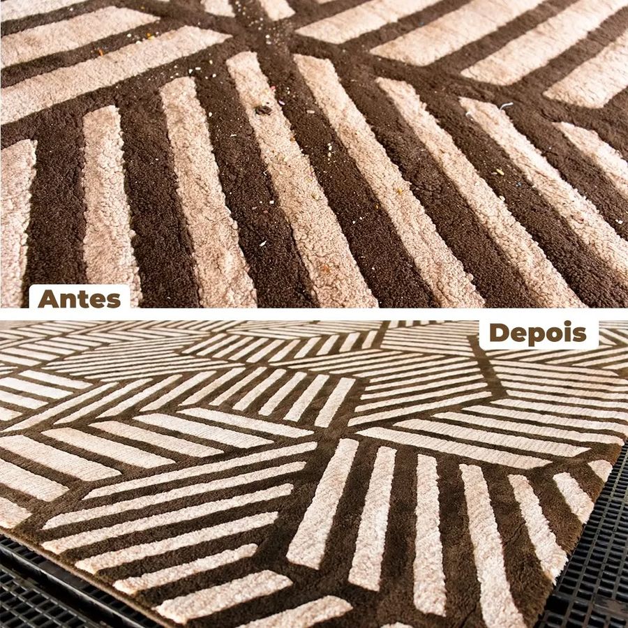 Antes e depois de tapete lavado pela JClean